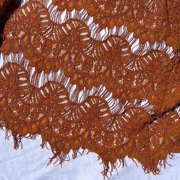 Lace Open Back Crop Top Women Size Large Sleeveless Burnt Orange Blouse - Picture 10 of 15